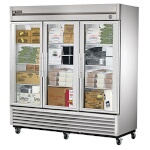 True T-72FG-HC~FGD01 - Freezer, three-section, -10°F, (3) glass doors, stainless steel front